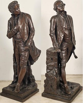 Amendola Giovanni Battista (Sarno, SA 1848 - Napoli 1887) - I due pretendenti scultura in bronzo 