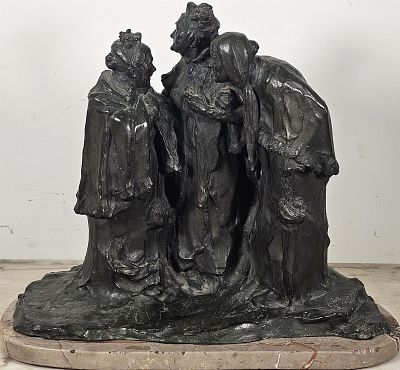 Franzese Giuseppe (Napoli 1871 - 1956) - Le tre comari scultura in bronzo firma: di lato a destra 