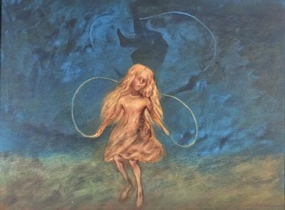 Waschimps Elio (Napoli 1932 - 2022) - Il salto della corda olio su tela firma: in basso a destra 