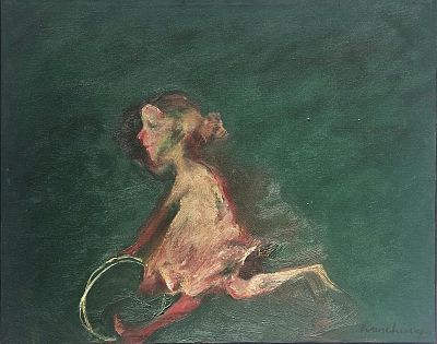 Waschimps Elio (Napoli 1932 - 2022) - Il gioco del cerchio olio su tela firma: in basso a destra 