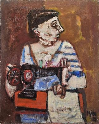 Pajetta Guido (Monza 1898 - Milano 1987) - La sartina si distrae 1958 olio su tela firma e data: 