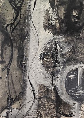 Spinosa Domenico (Napoli 1916 - 2007) - Guerrieri 1963 olio su carta applicata a tela firma e 