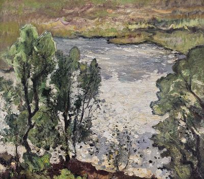 Pratella Paolo (Napoli 1892 - 1980) - Il lago di Laceno olio su tela firma: in basso a sinistra 