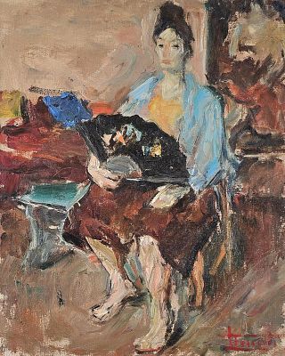 Striccoli Carlo (Altamura, BA 1897 - Arezzo 1980) - Popolana olio su tela firma: in basso a destra 