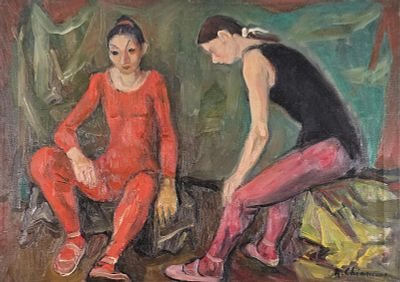 Chiancone Alberto (Porto Santo Stefano, GR 1904 - Napoli 1988) - Dietro le quinte olio su tela 