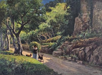 Canino Vincenzo (Napoli 1892 - 1978) - Nel bosco olio su tela firma: in basso a destra misure: cm 