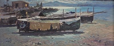 Giordano Felice (Napoli 1880 - Capri, Na 1964) - Notturno napoletano olio su tela firma: in basso 