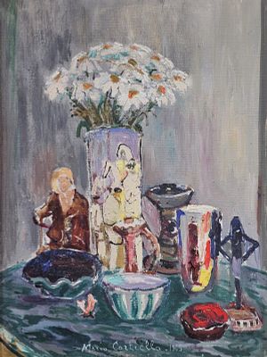 Cortiello Mario (Napoli 1907 - San Sebastiano al Vesuvio, NA 1981) - Composizione 1965 olio su 