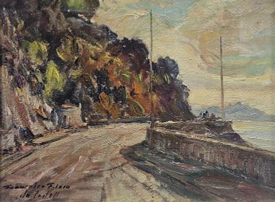 Filosa Francesco (Castellamare di Stabia, NA 1910 - 1990) - Strada sterrata olio su tela firma: in 