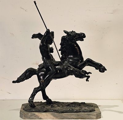 Campajola Tommaso (XIX - XX secolo) - Indiano a caccia scultura in bronzo firma: in basso a 
