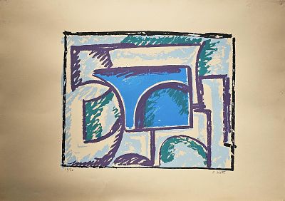 Notte Emilio(Ceglie Messapica, BR 1891 - Napoli 1982) - Geometrie serigrafia su carta applicata a 