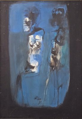 De Stefano Armando (Napoli 1926 - 2021) - Figure 1969 tempera su carta firma e data: in basso al 