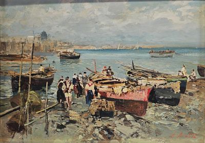 Briante Ezelino (Napoli 1901 - Roma 1971) - Marina olio su tavola firma: in basso a destra misure: 