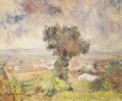 Tamburrini Amerigo (Napoli 1901 - 1966) - Paesaggio olio su tela firma: in basso a sinistra 