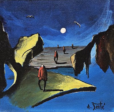 Bert&eacute; Antonio (Napoli 1936 - 2009) - Notturno 1991 olio su tela firma: in basso a destra 