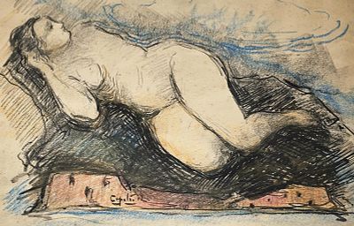 Capaldo Rubens (Parigi 1908 - Napoli 1987) - Nudo disteso tecnica mista su carta firma: in baso a 