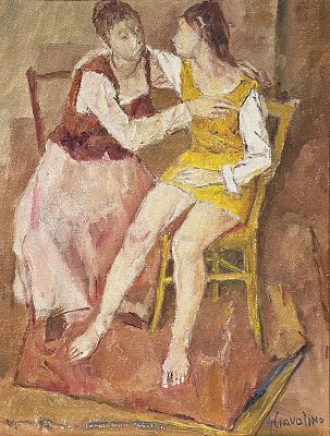 Ciavolino Giuseppe (Torre del Greco, Na 1918 - 2011) - Conversazione olio su tela firma: in basso 