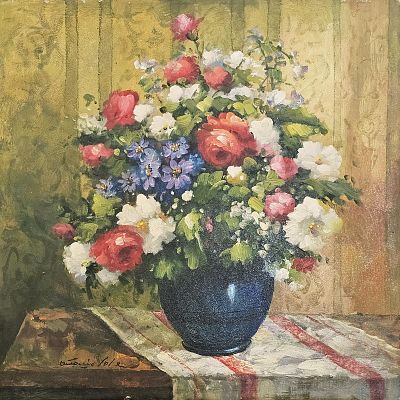 Sole Antonio (Pago del Vallo di Lauro, AV 1933 - Nola, NA 2020) - Vaso di fiori olio su tela 