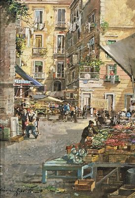 Esposito Giuseppe (Napoli 1948) - Largo Antignano 2025 olio su masonite firma e data: in basso a 