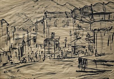 Asturi Antonio (Vico Equense, NA 1904 - 1986) - Ottaviano 1953 china su carta firma e data: in 