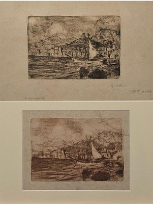 Villani Gennaro (Napoli 1885 - 1948) - Marine acquaforte su carta firma: in basso a destra misure: 