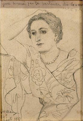 Villani Gennaro (Napoli 1885 - 1948) - Lisa a Meta di Sorrento 1937 matita su carta firma e data: 