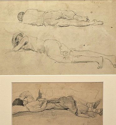 Villani Gennaro (Napoli 1885 - 1948) - Figure a riposo matita su carta firma: in basso a destra 