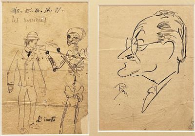 Villani Gennaro (Napoli 1885 - 1948) - Invito / Profilo inchiostro su carta firma: opera non 