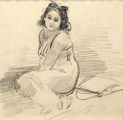 Villani Gennaro (Napoli 1885 - 1948) - Lisa in costume matita su carta firma: opera non firmata 