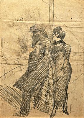 Villani Gennaro (Napoli 1885 - 1948) - Figure parigine matita su carta firma: opera non firmata 