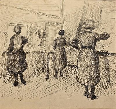 Villani Gennaro (Napoli 1885 - 1948) - Le allieve inchiostro su carta firma: opera non firmata 