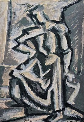 Notte Emilio (Ceglie Messapica, BR 1891 - Napoli 1982) - Figura litografia su carta 30/100 firma: 