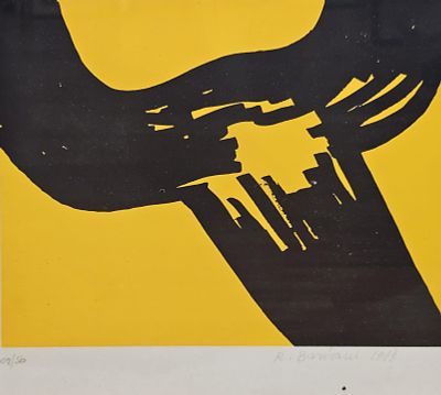 Barisani Renato (Napoli 1918 - 2011) - Il toro giallo 1989 serigrafia su carta 02/50 firma e data: 