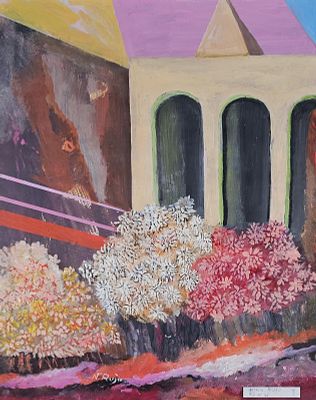 Ruju Nino (Napoli 1923 - 2015) - Scorcio urbano tempera su carta firma: in basso al centro misure: 