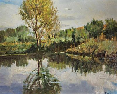 Buonoconto Aldo (XX secolo) - Autunno sul lago olio su tela firma: in basso a destra misure: cm 40 
