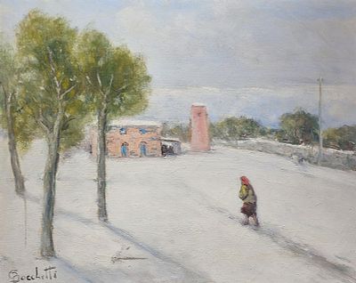 Bocchetti Gaetano (Napoli 1888 - 1990) - Nevicata olio su tela firma: in basso a sinistra misure: 