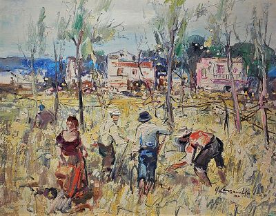 Canzanella Nicola (Napoli 1934 - 2014) - Il raccolto olio su tela firma: in basso a destra misure: 