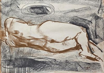 Capaldo Rubens (Parigi 1908 - Napoli 1987) - Nudo disteso 1973 tecnica mista su carta firma e 