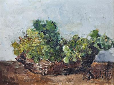 Bocchetti Gaetano (Napoli 1888 - 1990) - Natura morta di uva olio su tavola firma: in basso a 