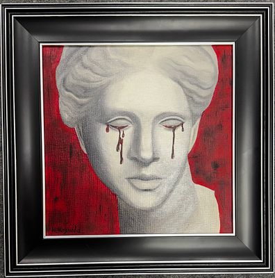 Наталья Наумова - «Эмоции». Стилизованное изображение гипсовой маски. 
Холст , масло, рама 34*34 см.