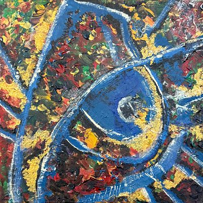 Елена Буркова - На дне морском. Фактурная абстракция, отсылающая к обитателям морского дна. 