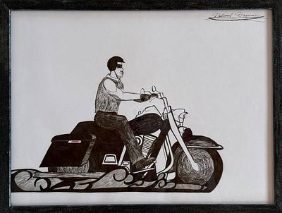 Даниил Давлетов - По дороге на Harley 2. Бумага, пастель, фломастеры, цветные ручки