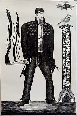 Даниил Давлетов - Кинжал. Бумага, пастель, фломастеры, цветные ручки