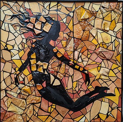 Яна Жогова - "Элементали". Смешанная техника: акрил, эпоксидная смола, глина, стекло.