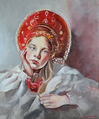 Анастасия Богомазова - Притомилась душенька. Девочка в роскошном красном кокошнике выглядит так 