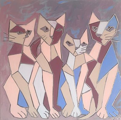 Лена Лангер - Авиньонские котики. Холст, акрил, маркеры 
2025 
Серия &laquo;Истории по-кошачьи&raquo; 
Работа 