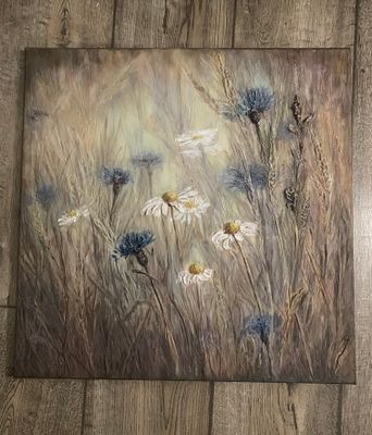 Эльвира Ахмадуллина - Васильки. Текстурная паста , акрил , лак