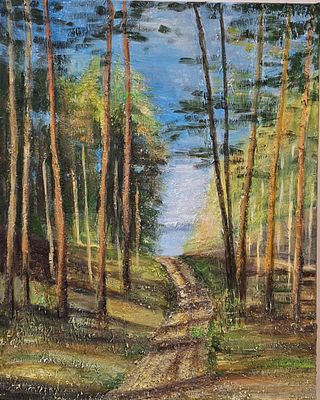 Габдуллина Александра - Тишина леса. Фактурная живопись холст лен/хб акрил текстурная паста