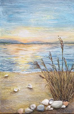 Габдуллина Александра - В ожидании нового дня. Фактурная живопись холст лен/хб акрил текстурная паста