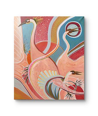 Эля Решетникова - Танец журавлей. Холст, масло 
Декоративная работа в розовых тонах. Масло на 